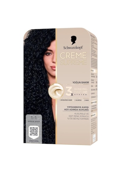 Schwarzkopf Creme Supreme Kit Boya 1-1 Soğuk Siyah