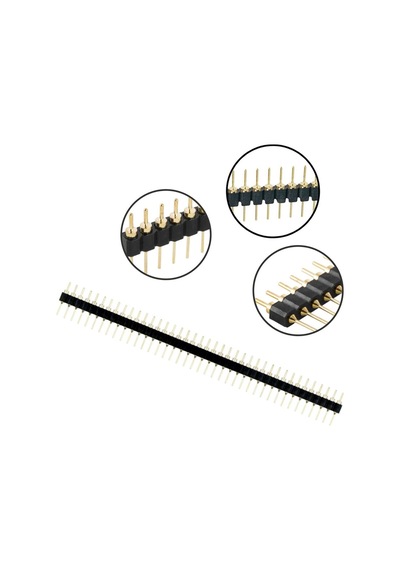 1x40 Pin Precision Erkek Header Tek Sıra 2.54mm 180 Derece Altın Kaplama Yuvarlak Kırılabilir