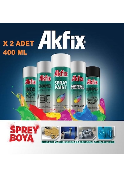 Akfix Sprey Boya Matt White Beyaz 2 Adet 400 Ml Ral 9003