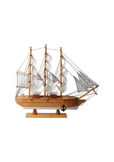 Dekoratif Ahşap El Yapımı Yelkenli Gemi Maketi Masaüstü Biblo Ev Ofis Hediyesi 40 Cm. Model A