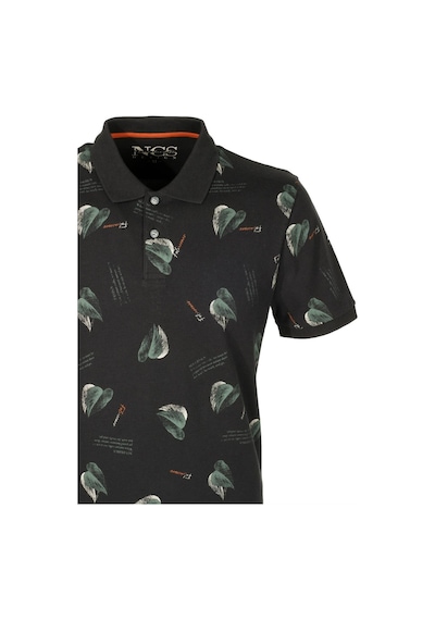 Erkek Siyah Slim Fit Polo Yaka Baskılı Tshirt 1202-siyah Siyah