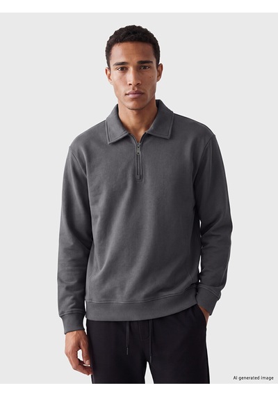 Lcw Vision Gri Polo Yaka Erkek Sweatshirt