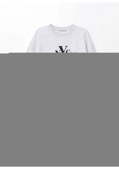 LC Waikiki Lcw Bisiklet Yaka Baskılı Oversize Kadın Sweatshirt Grimelanj
