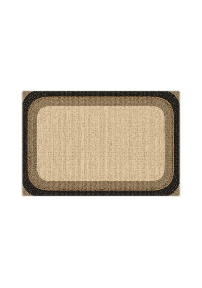 Kartela Halı Jüt Görünümlü Banyo Paspası Natürel Siyah Kaymaz Taban Makinede Yıkanabilir 40x60 Cm