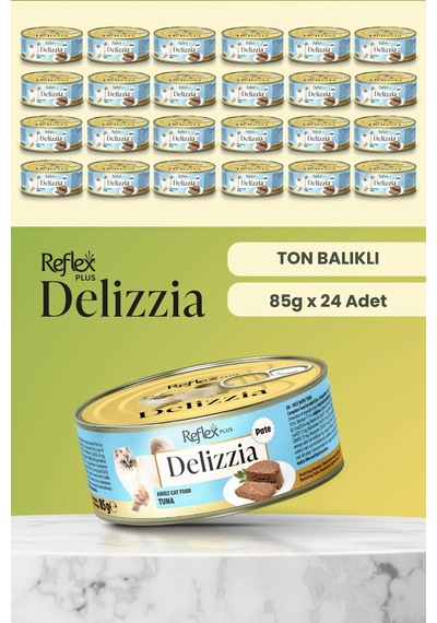 Delizzia / Kıyılmış Ton Balıklı Yetişkin Kedi Maması 85g X 24 Adet