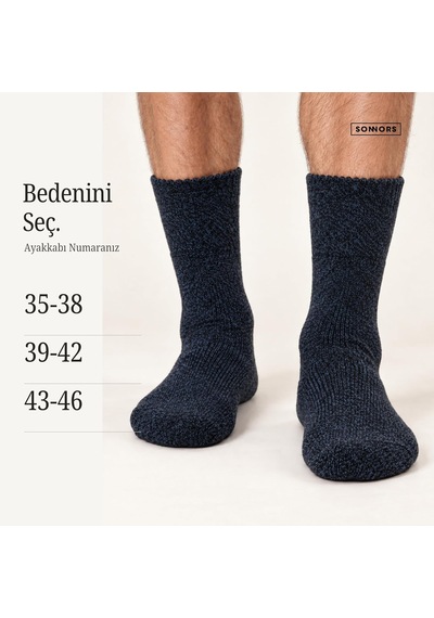 Xmlbayiciniz 3 Çift Unisex Muline İplikli Uzun Konçlu Kışlık Termal Çorap, Ön Yıkamalı Çok Renkli