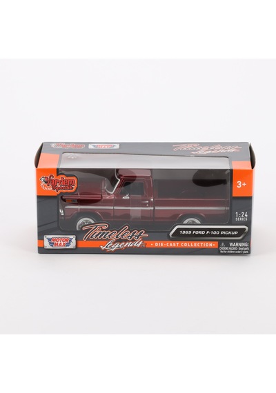 Motormax 1969 Ford F100 Pickup Diecast Model Araba Bordo