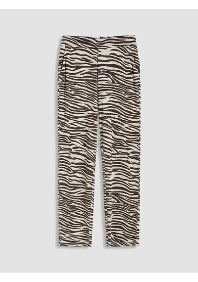Lcwaıkıkı Basic Kahverengi Beli Lastikli Zebra Desenli Kadın Pantolon