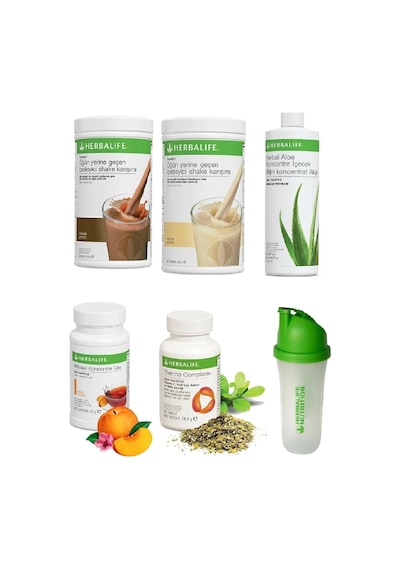 Herbalife 1 Çikolota + 1 Vanilya + 1 Aloe + 1 Şeftali 50gr Çay + 1 Thermo + 1 Shaker