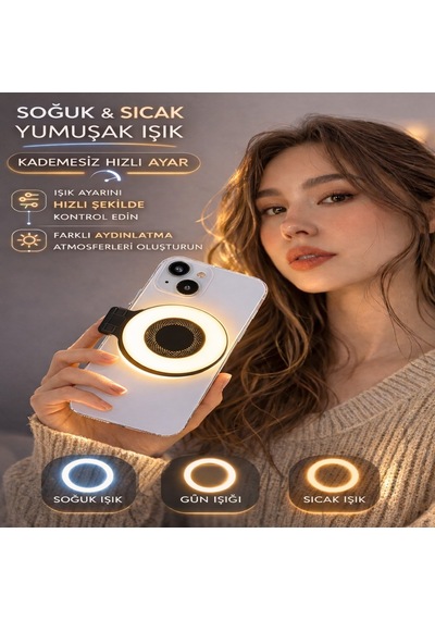 Manyetik Mini Led Telefon Işığı Magsafe Uyumlu Selfie & Video Çekim Işığı Katlanabilir Vlog Işığı