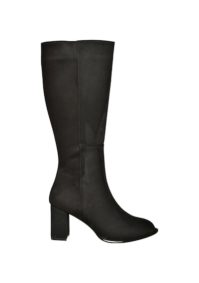 Fox Shoes V590179602 Siyah Süet Kalın Topuklu Klasik Kadın Çizme Siyah-Süet
