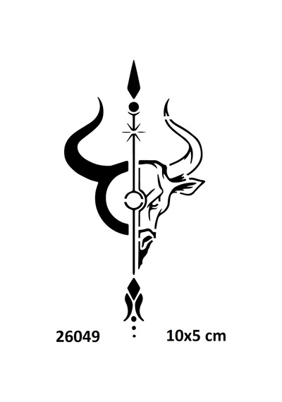 Airbrush Tattoo Öküz Kafası Ok Yapışkanlı Stencil Süsleme Ve Boyama Kalıbı Stencil Kalıp