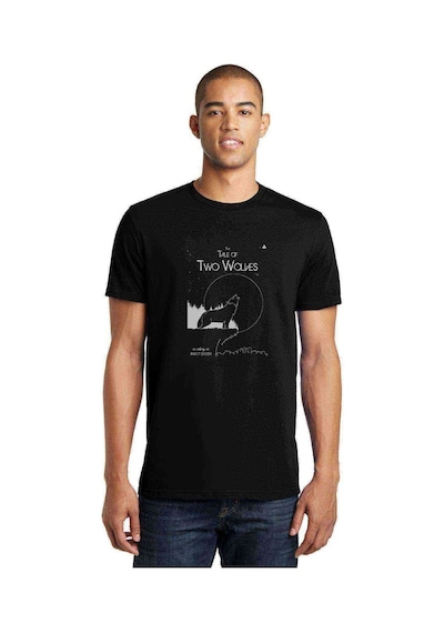 Tale Of Two Wolves Graphic Novel Baskılı Siyah Erkek Tshirt