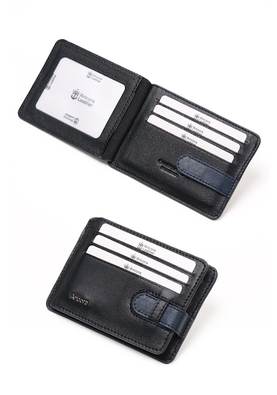 Ancora Leather Hakiki Deri-minimal Tasarım Kartlık-26205-kişiye Özel İsim Baskılı Siyah - Parlement