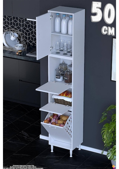 Mona 50 Cm Tam Kapaklı Sepetli Çok Amaçlı Mutfak Kiler Banyo Kirli Çamaşır Dolabı Oyuncak Dolabı Beyaz Mona 50 Cm Tam Kapaklı Sepetli Çok Amaçlı Mutfak Kiler Banyo Kirli Çamaşır Dolabı Oyuncak Dolabı Beyaz