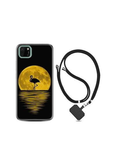 Huawei Y5P Kılıf Boyun Askılı Ay Ve Flamingo 1775