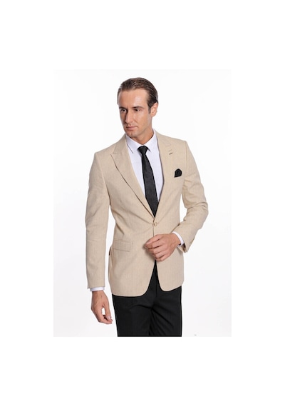 Wessi Slim Fit Sivri Yaka Bej Erkek Ceket Bej