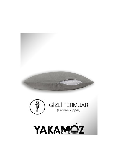 Br Yakamoz Açık Gri Kırlent , Yastık Kılıfı Kadife Görünümlü Velvet Touch Serisi Açık Gri