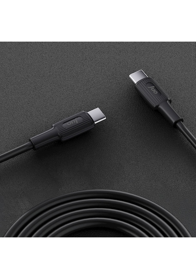 Juo JCBS61 60w Usb Type-c To Type-c Silikon Hızlı Şarj Ve Data Kablosu Siyah 1 Metre