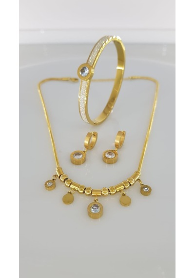 Burry Marka Gold Çelik Takı Seti Gümüş - Rose Gold