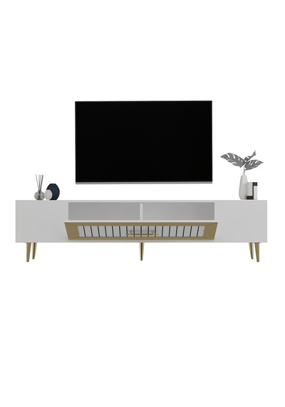 Lahor Tv Sehpası Tv Ünitesi 150 Cm Beyaz Altın