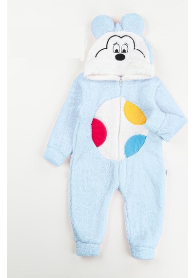 Mj Kids Welsoft Peluş Fermuarlı Ayıcık Tulum Açık Mavi