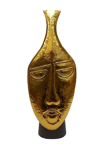 Biev Metal Vazo Yüz Kabartmalı 22x12x58 Cm