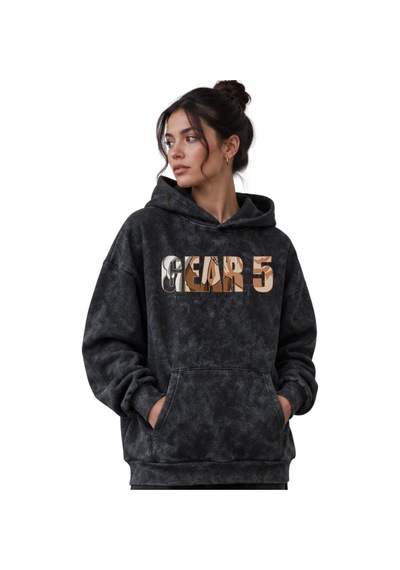 Sevbano One Piece Monkey D. Luffy Nika Gear 5 Anime Baskılı Unisex Oversi Siyah