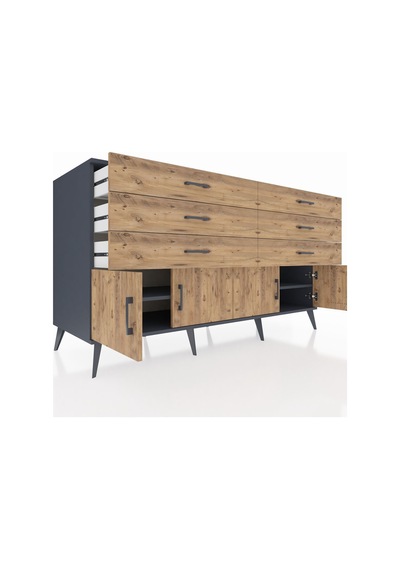 Kronos Konsol 2 Raflı 6 Çekmeceli 4 Kapaklı 176x59x99 Antrasit-ça Antrasit-çam Kronos Konsol 2 Raflı 6 Çekmeceli 4 Kapaklı 176x59x99 Antrasit-ça Antrasit-çam