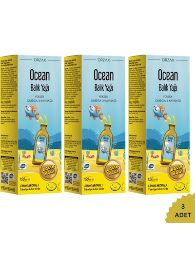 Ocean Omega3 Limon Aromalı Balık Yağı Şurubu 3 x 150 ML