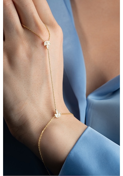 Nereze 925 Ayar Gümüş Gold Kaplama Lotus Çiçeği Şahmeran Bileklik