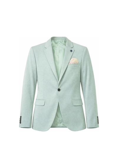 Plus Scorpion Erkek Pamuklu Penye Likralı Tek Düğmeli Çift Yırtmaçlı Blazer Ceket Mint