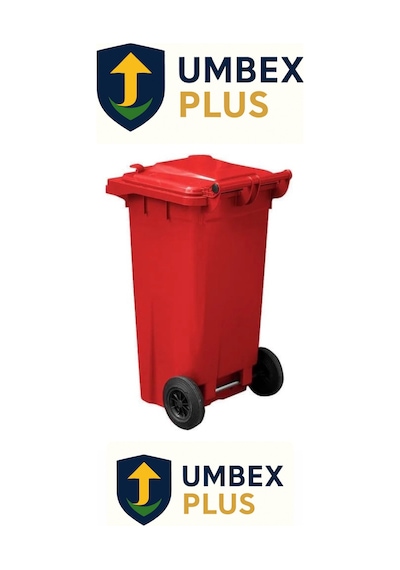 Umbex Tıbbı Atık Plastik Çöp Konteyneri 120 Litre Konteyner - A Isıya Karşı Dayanıklı- Kırmızı
