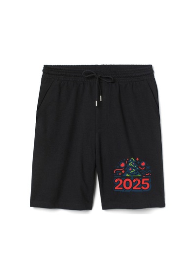 Happy New Year 2025 Essential Erkek Siyah Şort Siyah