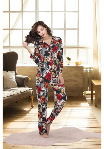 Bebekokusu Rahat Ve Şık Kadın Pijama - Karışık Desenli Desenli