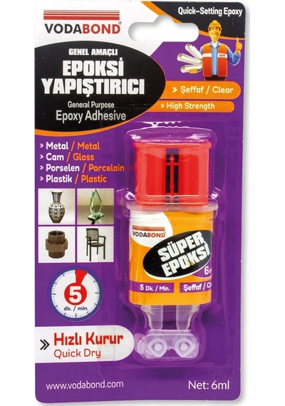 Vodabond Rapid Şırınga Genel Amaçlı Epoksi Yapıştırıcı Şeffaf 6ml