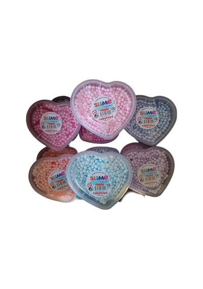 Özel Kalpli Kutu 3x200 Gr Slime Ele Yapışmayan Köpüklü Slaym Seti Sertifikalı, Çok Renkli