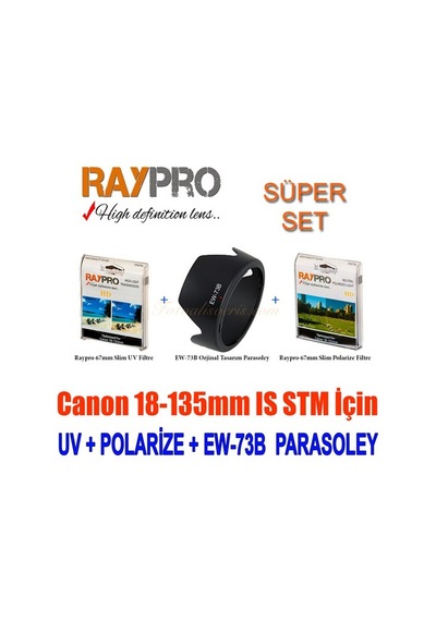 Raypro 67Mm Hd Slim Uv + Polarize Filtre + Ew-73B Parasoley Seti