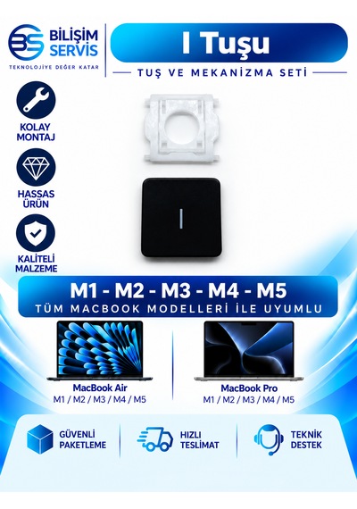 Apple Macbook Pro & Air M1-m2-m3-m4-m5 Uyumlu Mekanizmalı I Tuşu