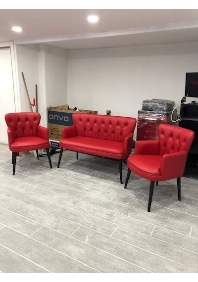 Garden House Pera Ofis Büro Bekleme Koltuk Takımı Kırmızı Renk Ahşap Ayak Kapitoneli Kırmızı Garden House Pera Ofis Büro Bekleme Koltuk Takımı Kırmızı Renk Ahşap Ayak Kapitoneli Kırmızı