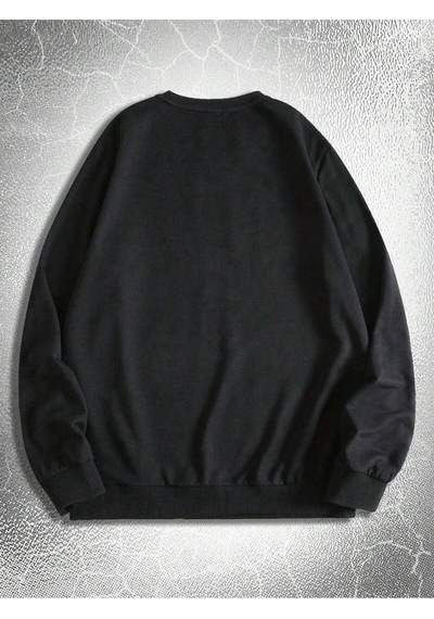 Startmore Goth Guys Slogan & Skull Print Pullover Siyah Siyah