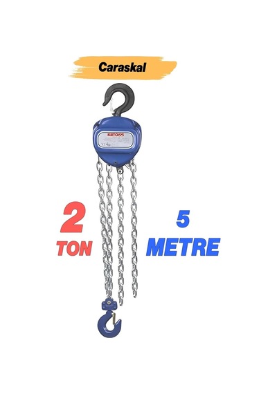 Zincirli Caraskal 2 Ton 5 Metre Profesyonel El Vinci Dayanıklı Yük Kaldırma Makinesi Aparatı