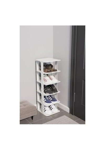 Modern 5 Katlı Portatif Ayakkabılık 76 X 24.5 X 27.5 Cm Açık Ceviz
