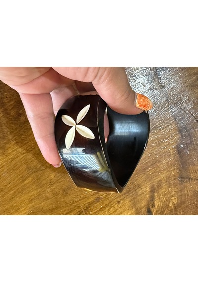 Oyma Kemik Kadın Hint Bileziği Çap 7 Cm Çok Renkli