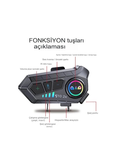 Bluetooth İntercom Seti 2 Yıl Garantili Motosiklet İletişim Cihazı Çiftli Paket Süresi