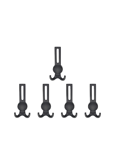Solo Lüks Portmanto Askı, Metal, Vestiyer Askı, 210 Gr, Dolap Askılık, Duvar Askılığı, Mat Siyah Vidalı 5 Adet