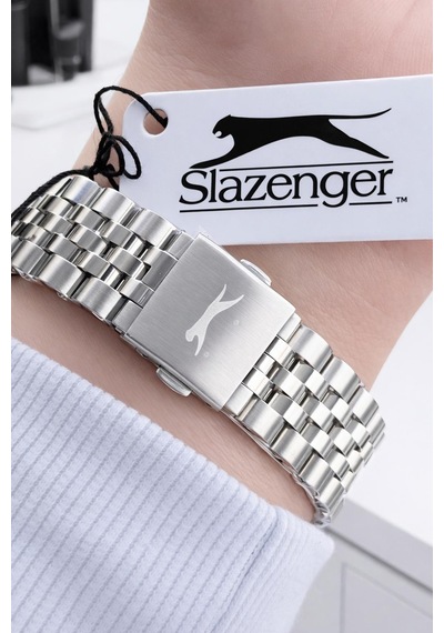 Slazenger İtalyan Tasarım Bileklik Hediyeli 2 Yıl Garantili 10 Atm Çelik Erkek Kol Saat Esl.2574.350 Gümüş