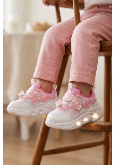 Cool Pudra Cırtlı Işıklı Desenli Anatomik Bebek Spor Ayakkabı Sneaker Aida B