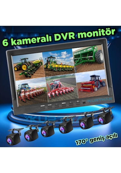 Qled 10'' Dvr Monitör 6 Adet 170 Derece Balık Gözü Kamera 12v