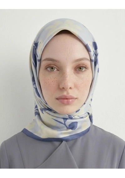 Bushu Lavender Twill Eşarp - Çiçek Desenli Mor